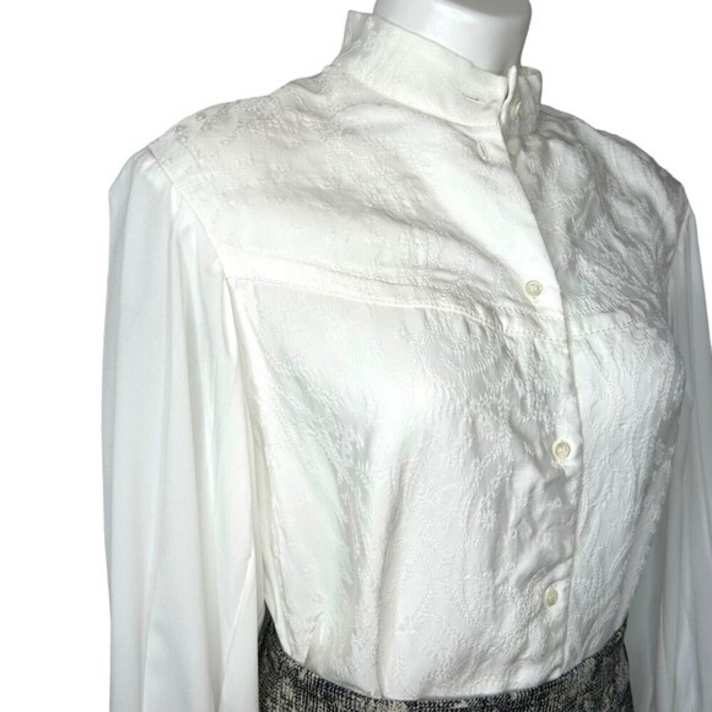 SANDRO Jacquie Long Sleeve Jacquard Blouse Ecru Off White Top Size 3 Lg ($295) - Picture 2 of 10